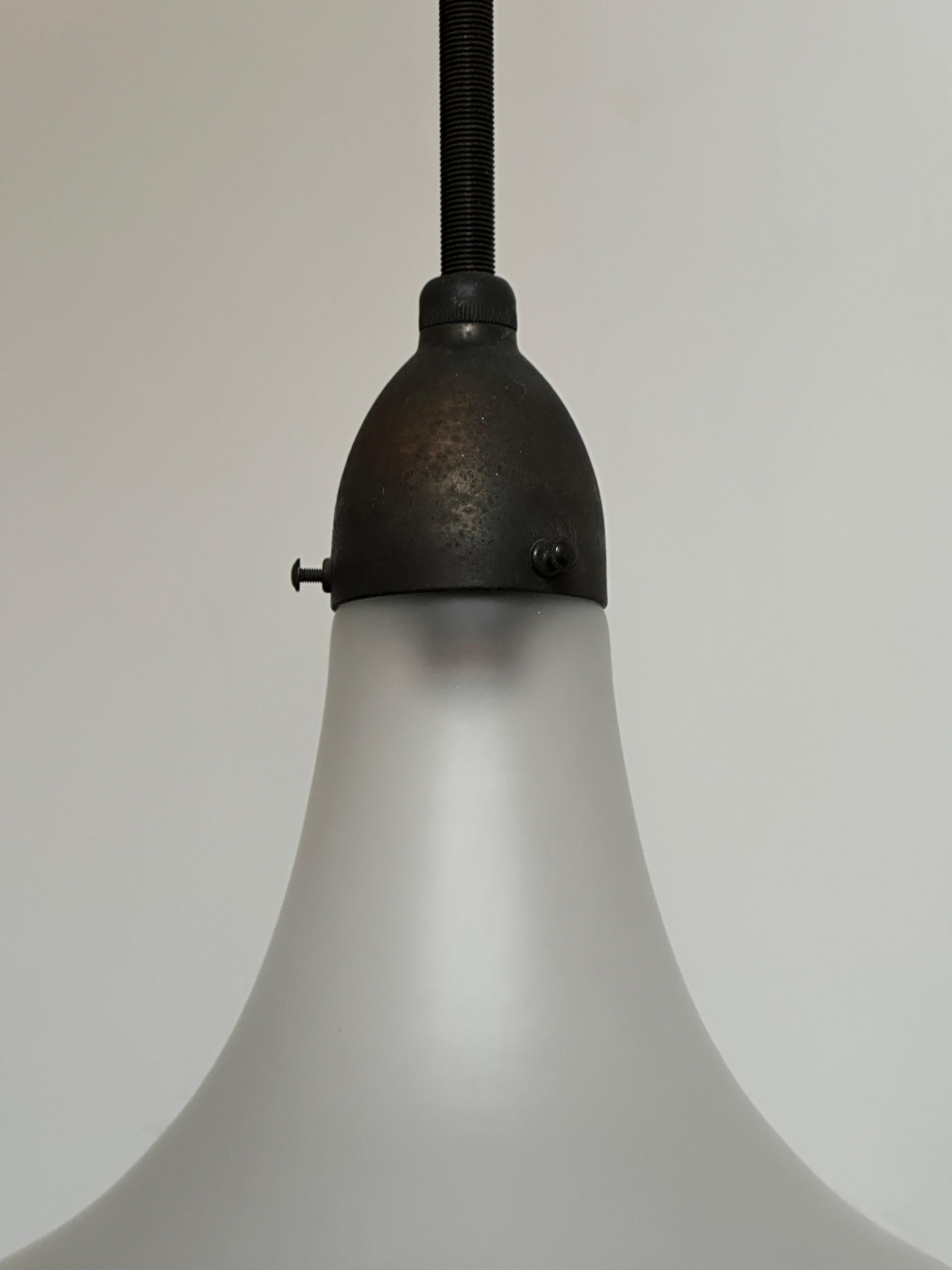 Antique Peter Behrens Opaline Milk Glass Luzette Ceiling Pendant Light Lamp In Good Condition In Sale, GB