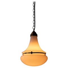 Antique Peter Behrens Siemens Luzette German Opaline Glass Pendant Light, C.1920