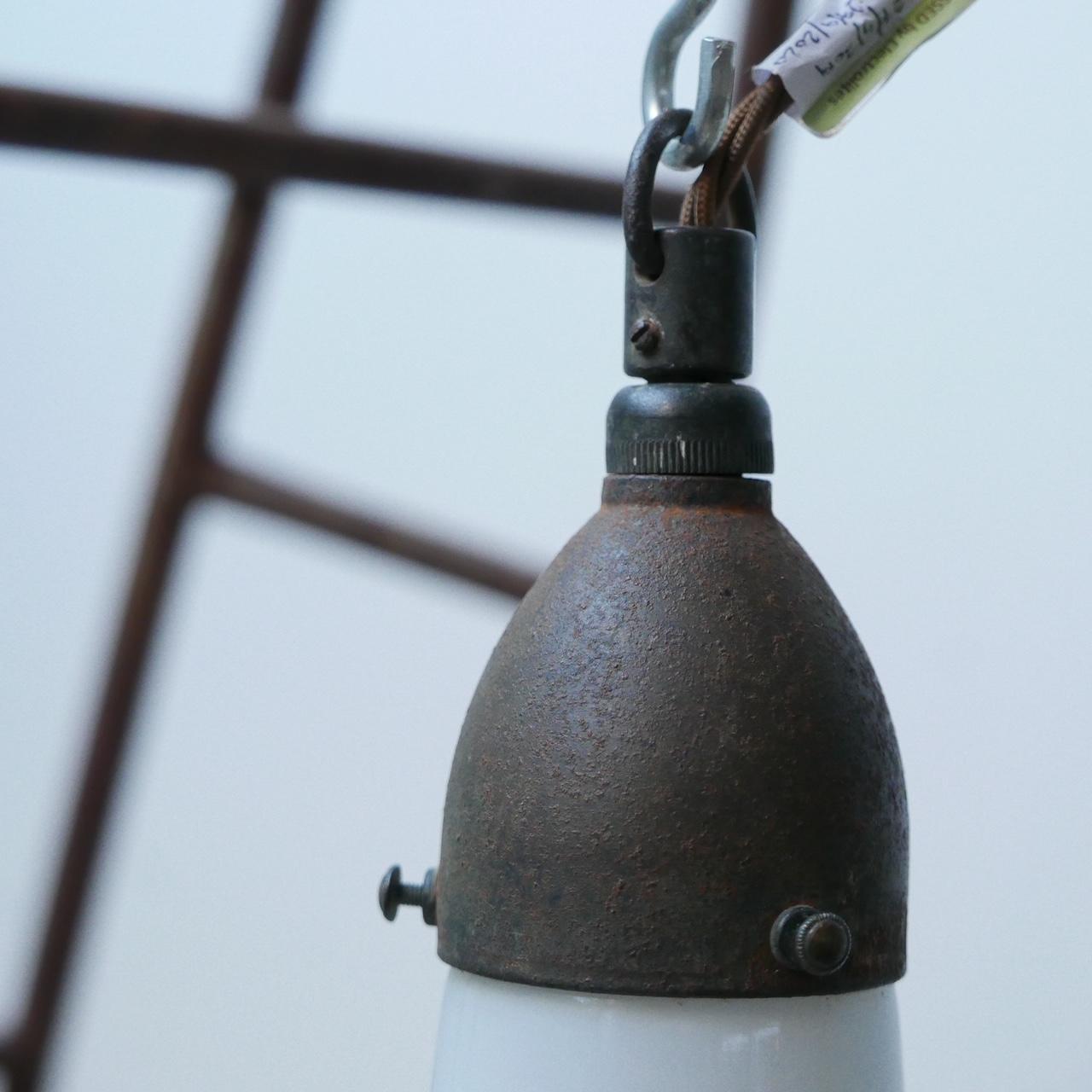 German Antique Peter Behrens Siemens Opaline Pendant Light