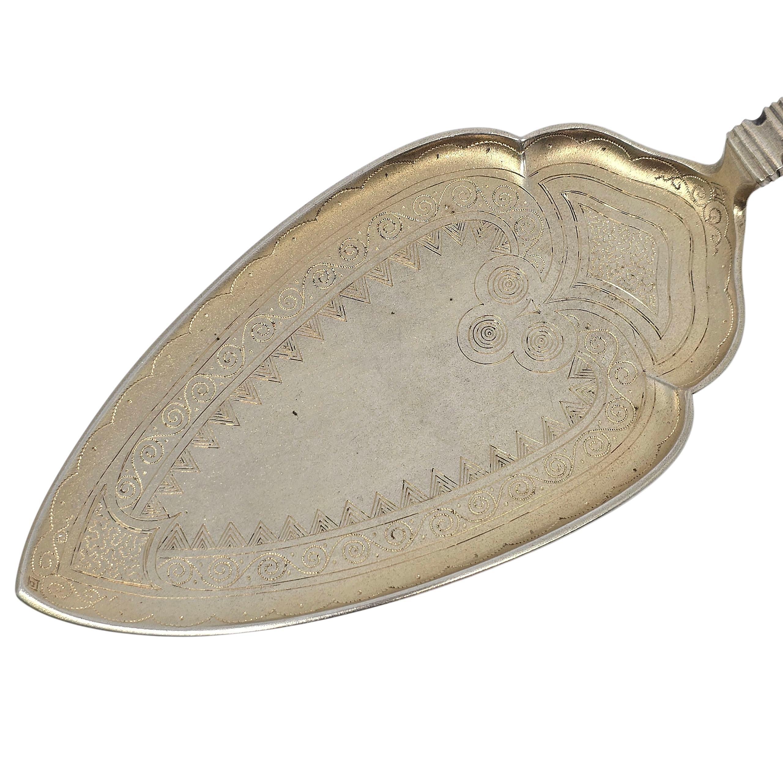 Antico Peter Hertz Denmark Silver con lavaggio in oro Bright Cut Pie Server #23229 in vendita 1