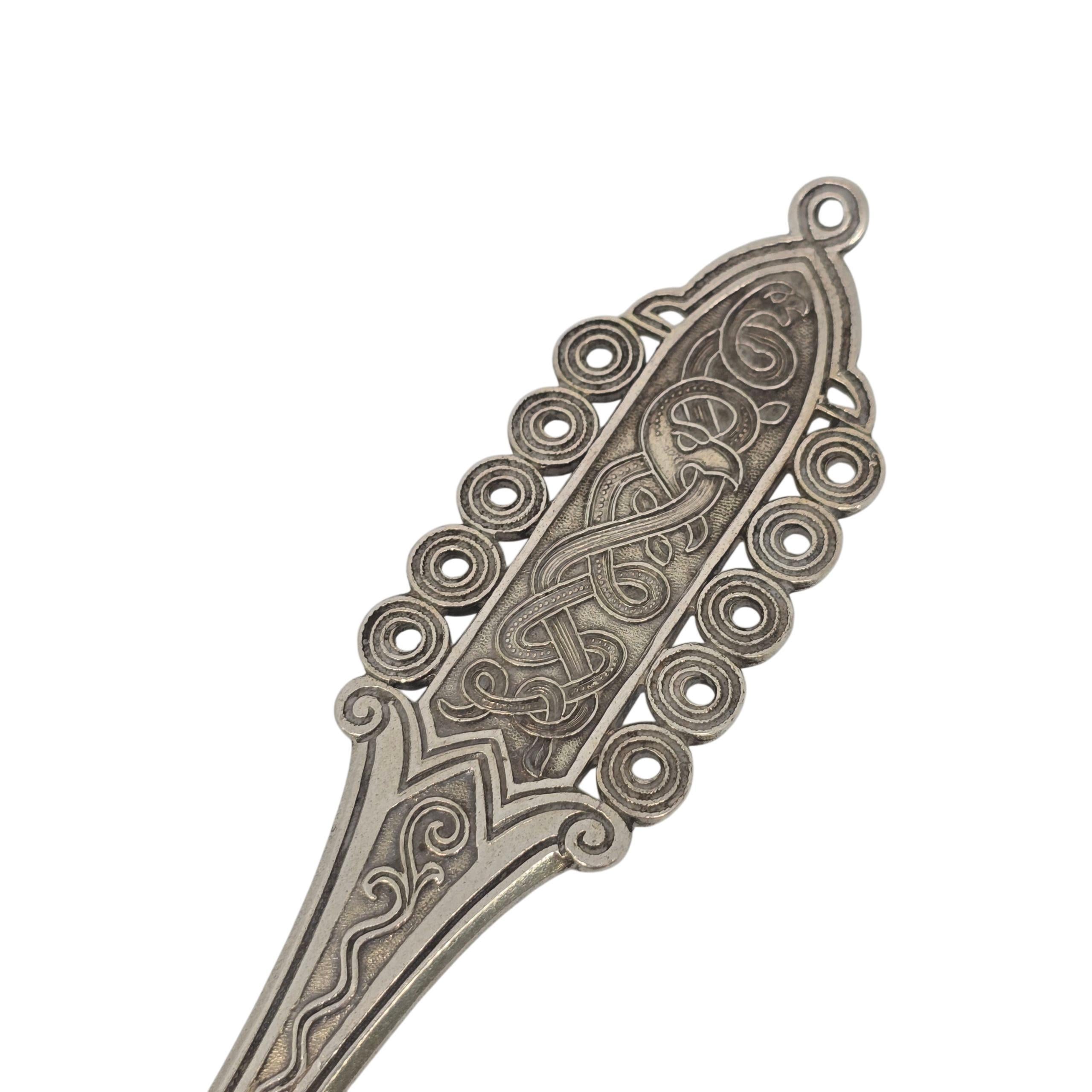 Antico Peter Hertz Denmark Silver con lavaggio in oro Bright Cut Pie Server #23229 in vendita 4