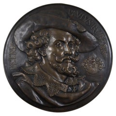 Plaque murale en cuivre repoussé en haut-relief Antiquities Peter Paul Rubens 25" Medallion