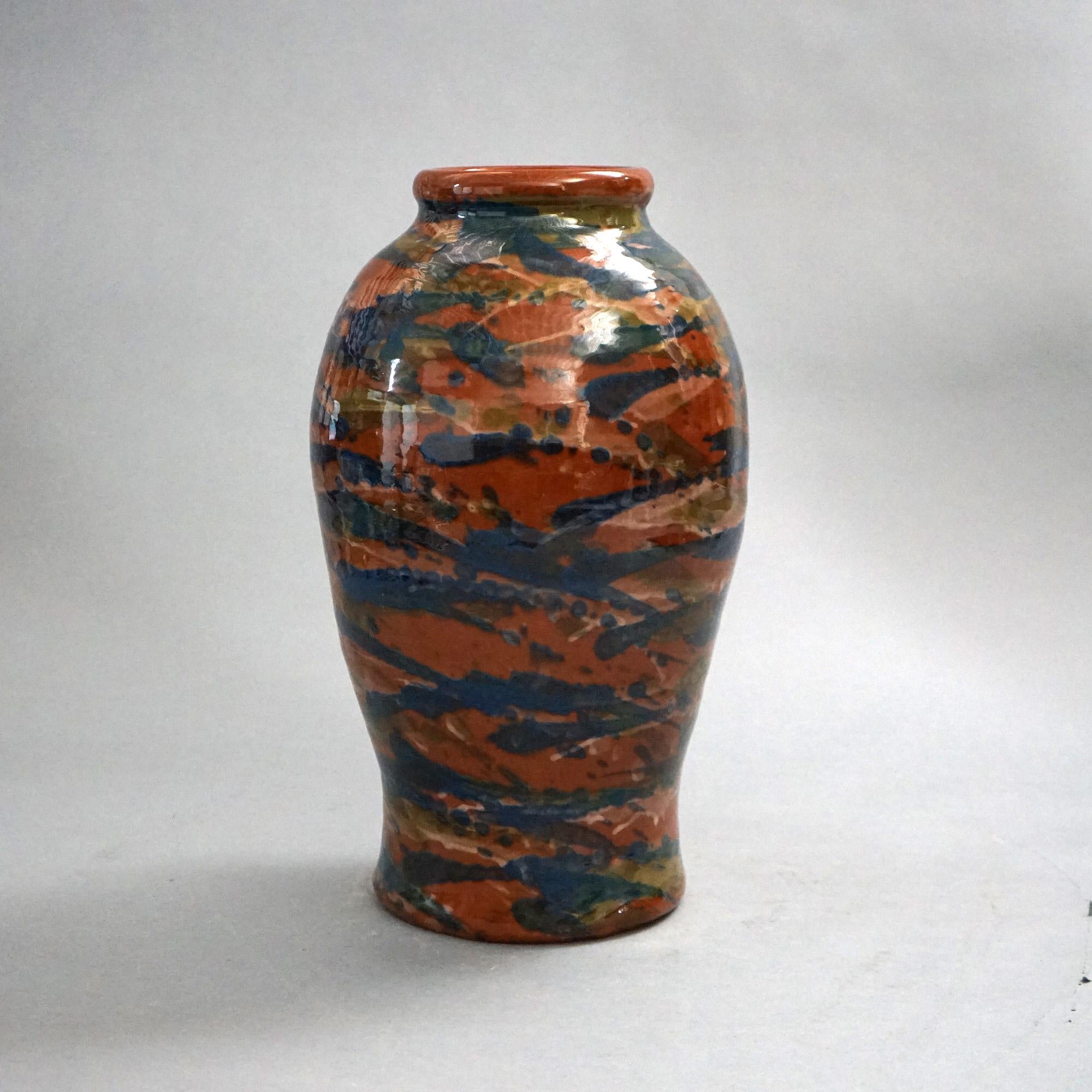 Antike mehrfarbige Bodenvase aus Keramik von Peters & Reed, um 1920 im Angebot 3