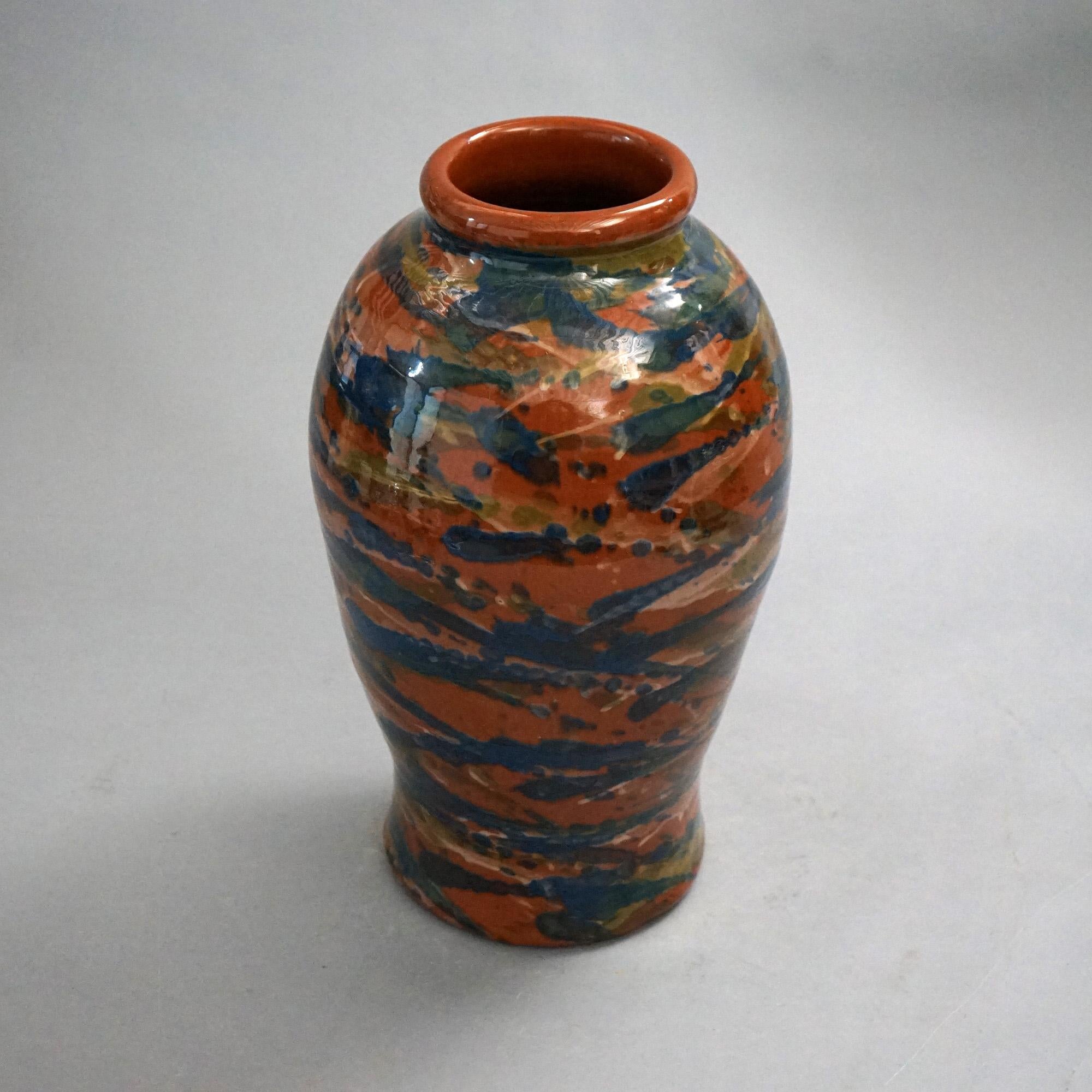 Antike mehrfarbige Bodenvase aus Keramik von Peters & Reed, um 1920 im Angebot 4