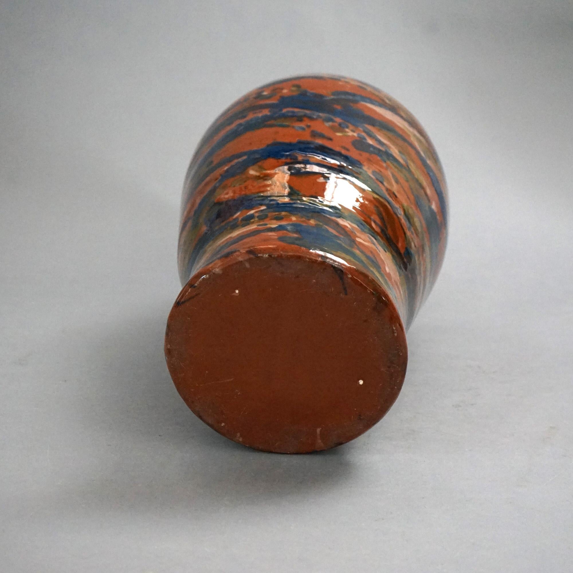 Antike mehrfarbige Bodenvase aus Keramik von Peters & Reed, um 1920 im Angebot 5