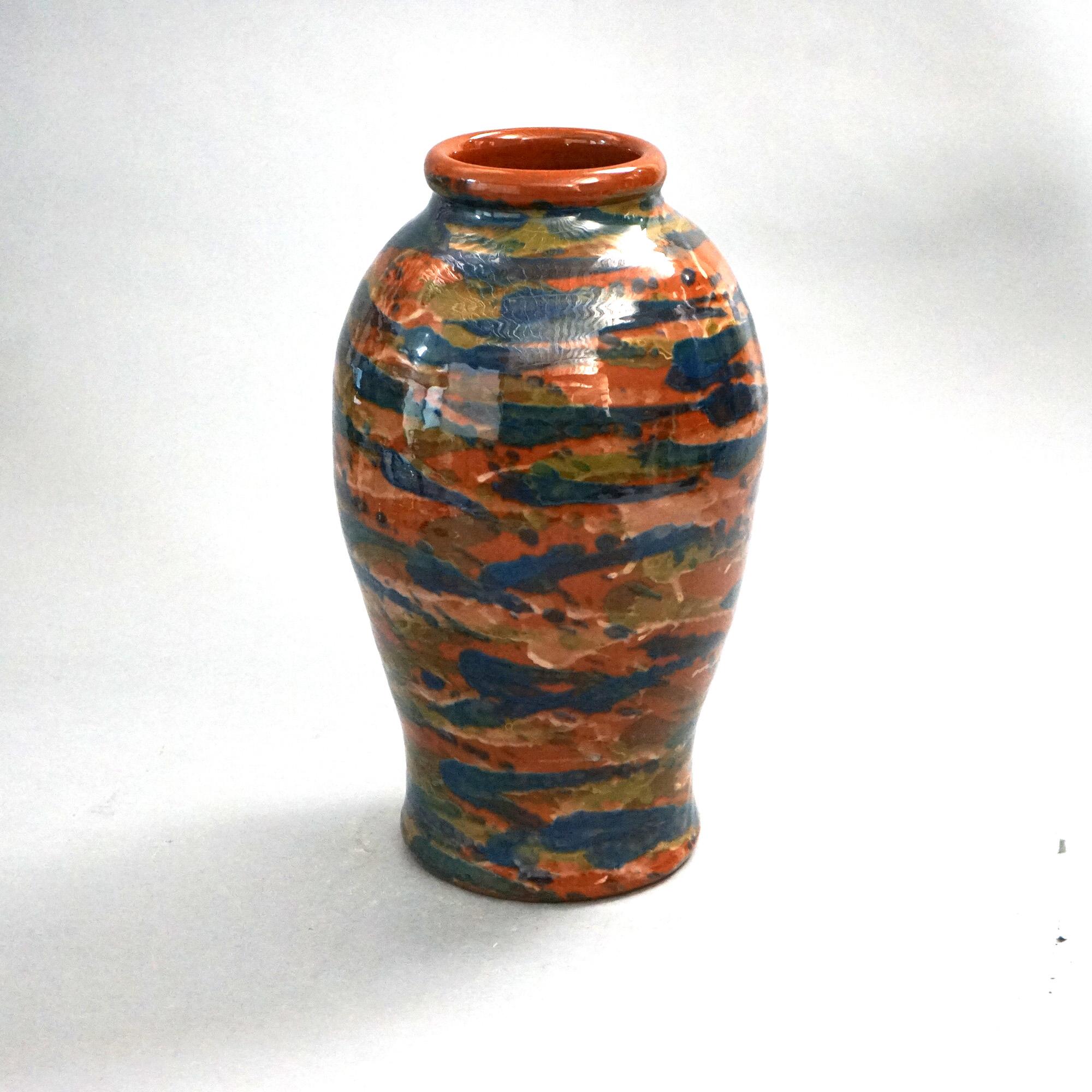 Antique Peters & Reed Multicolor Pottery Floor Vase C1920 In Good Condition For Sale In Big Flats, NY