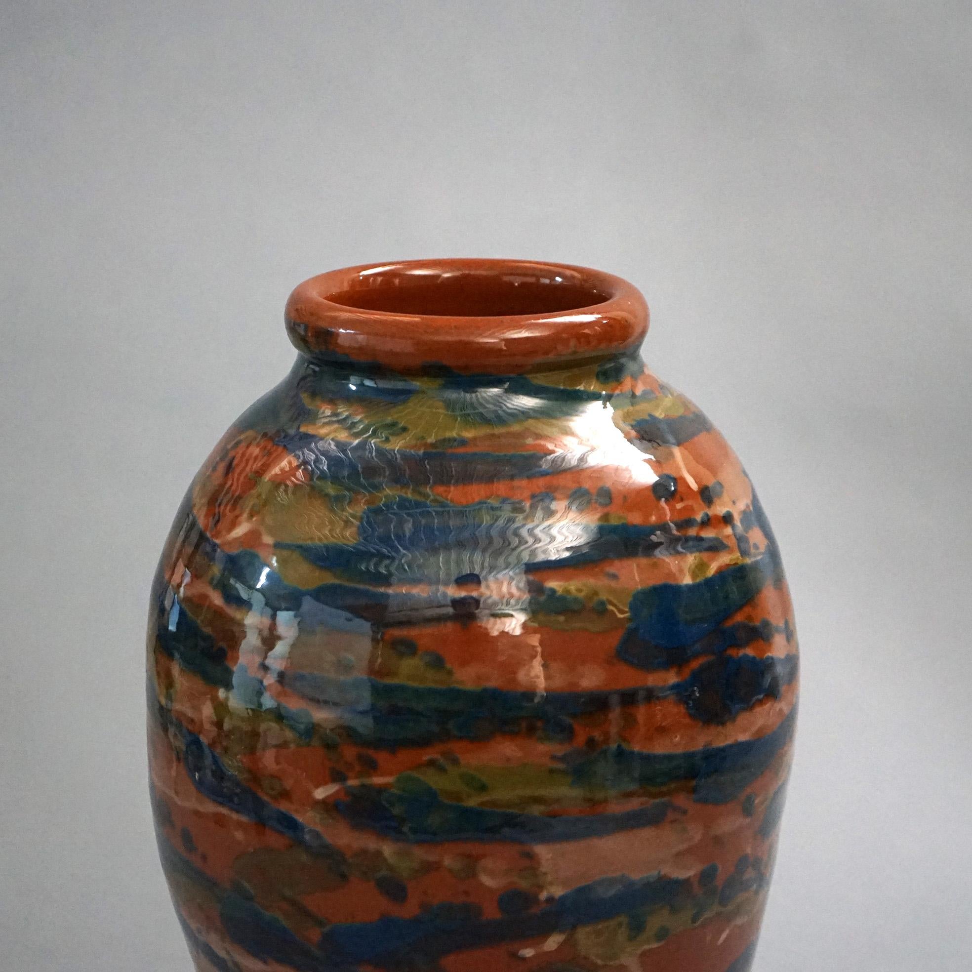 20th Century Antique Peters & Reed Multicolor Pottery Floor Vase C1920 For Sale