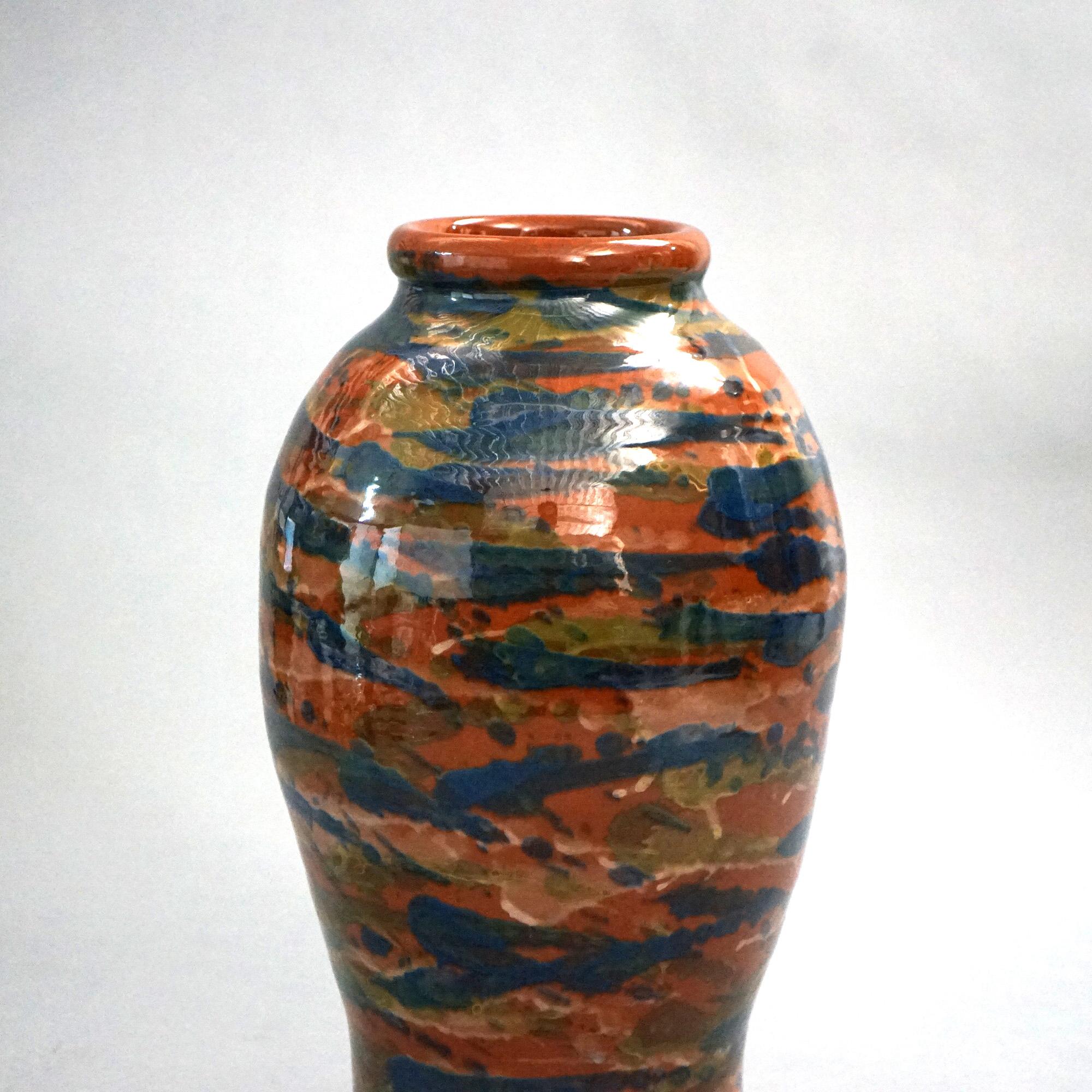 Antike mehrfarbige Bodenvase aus Keramik von Peters & Reed, um 1920 (Töpferwaren) im Angebot