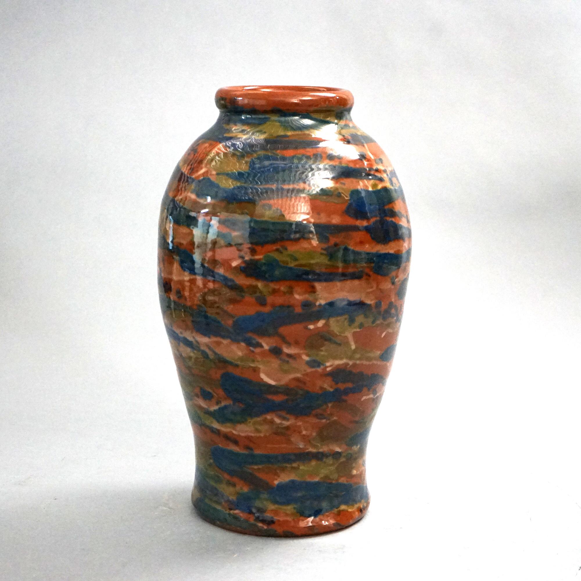 Antique Peters & Reed Multicolor Pottery Floor Vase C1920 For Sale 2