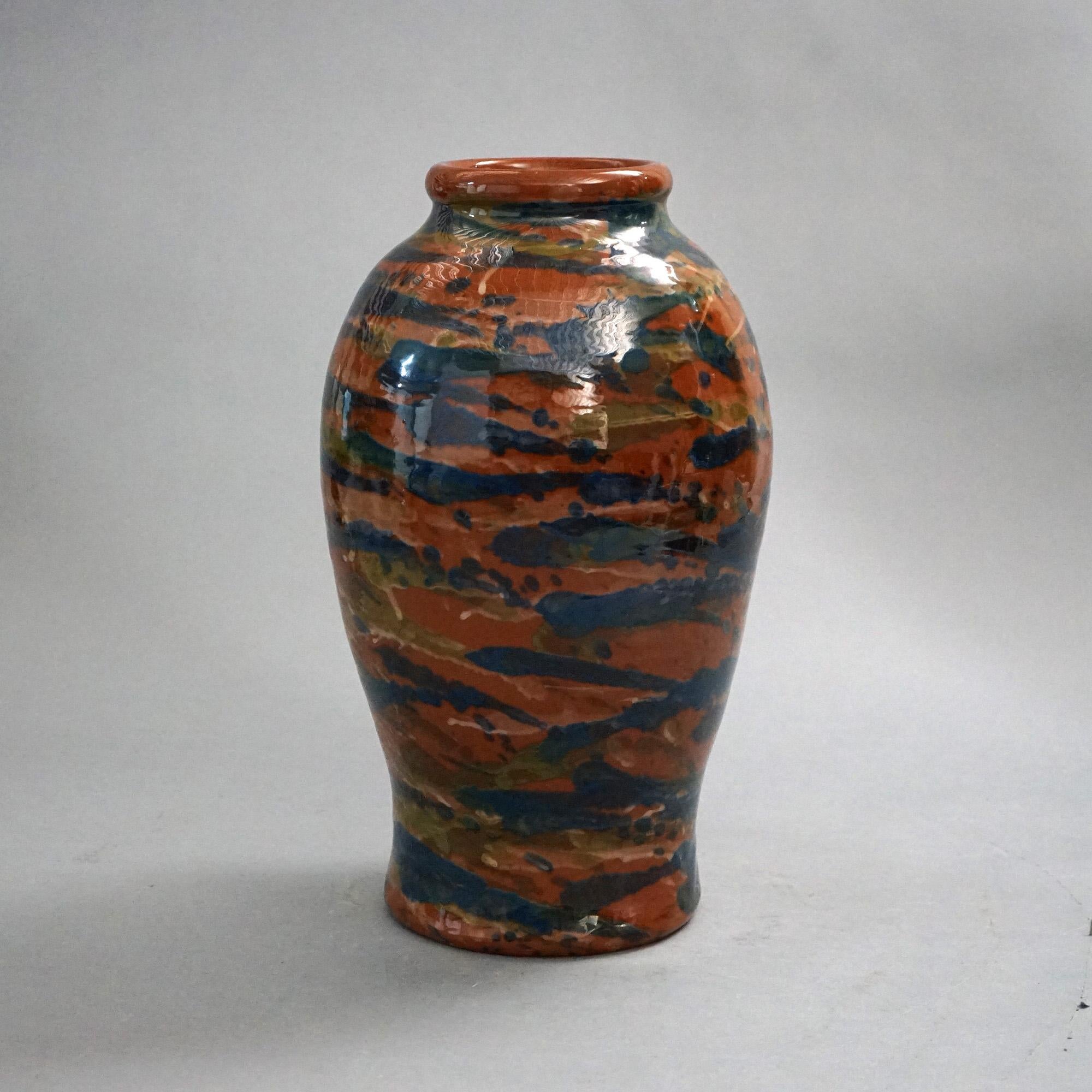 Antike mehrfarbige Bodenvase aus Keramik von Peters & Reed, um 1920 im Angebot 2