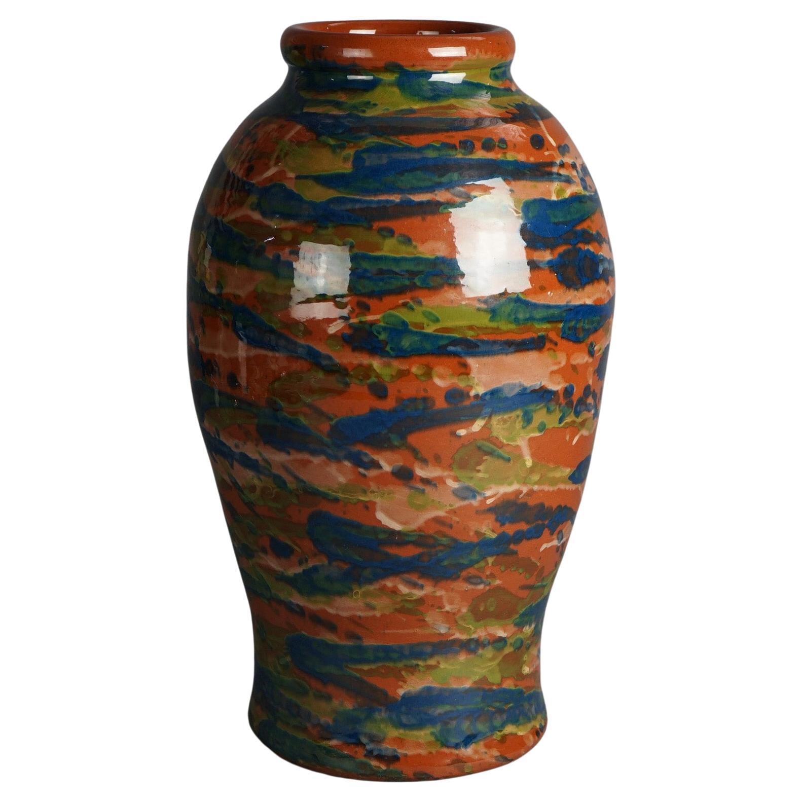 Antique Peters & Reed Multicolor Pottery Floor Vase C1920 For Sale