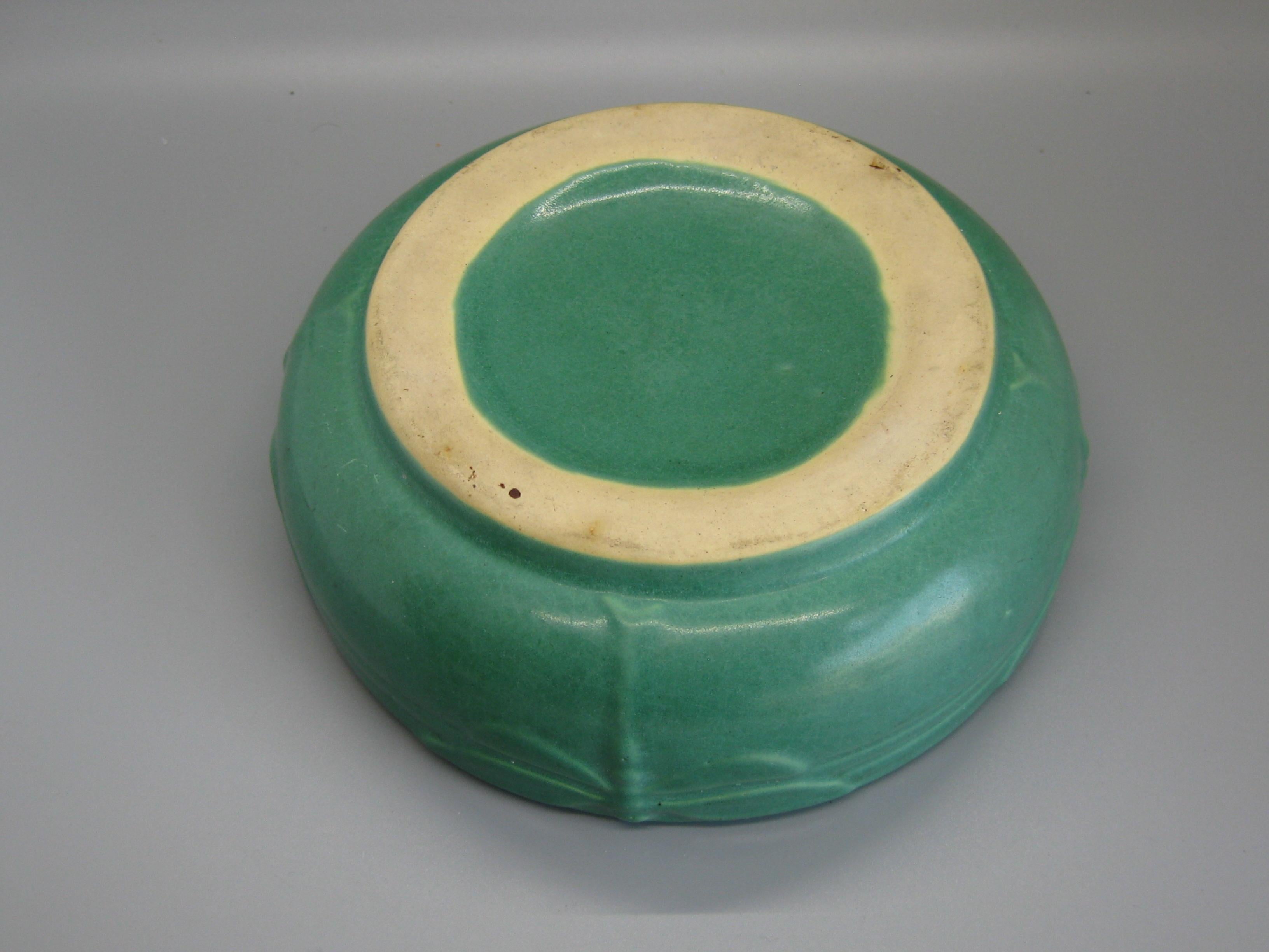 Bol en poterie d'art ancien Peters & Reed Zanesville Arts & Crafts en forme de libellule verte 5