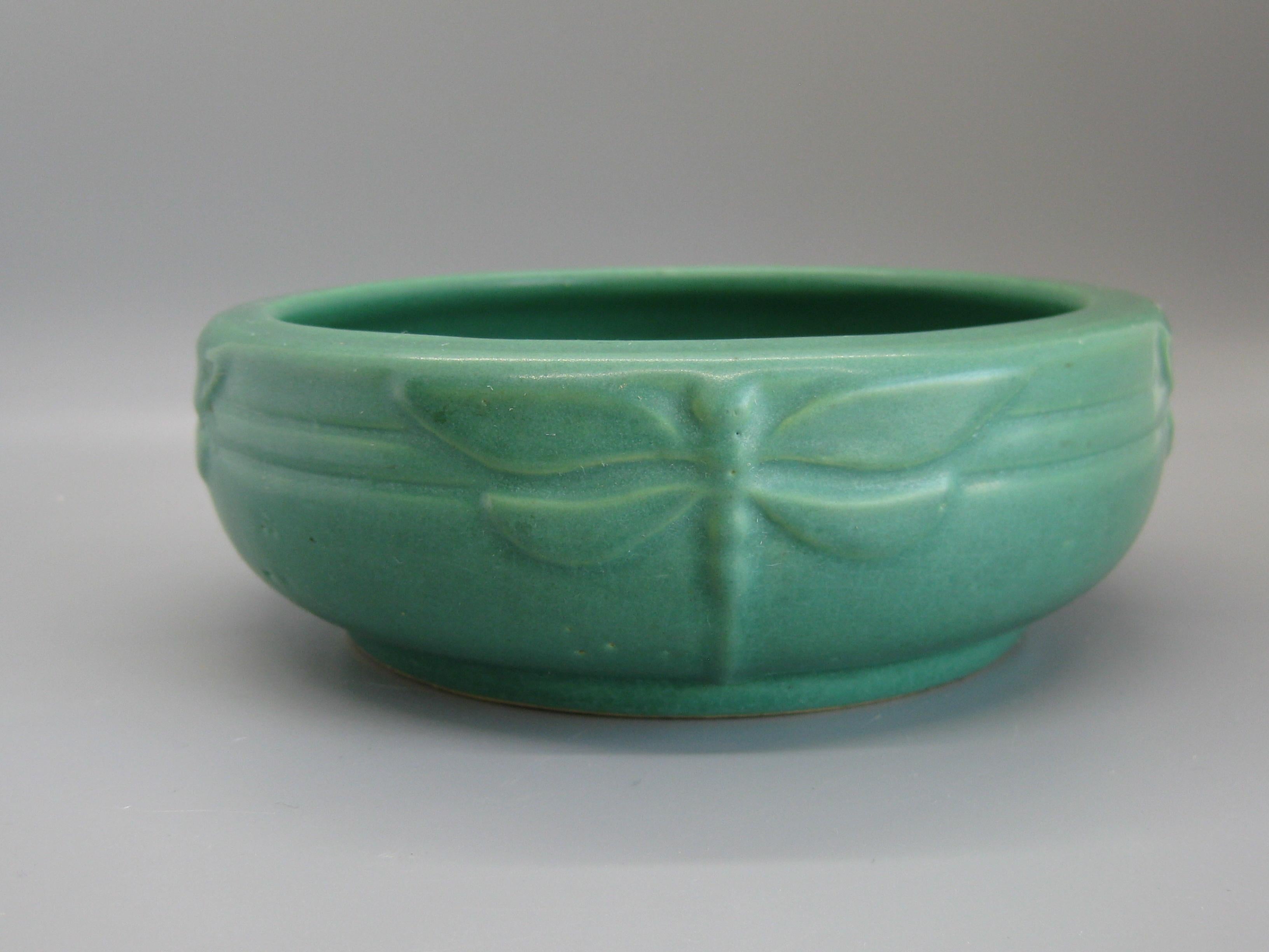vintage green pottery bowl