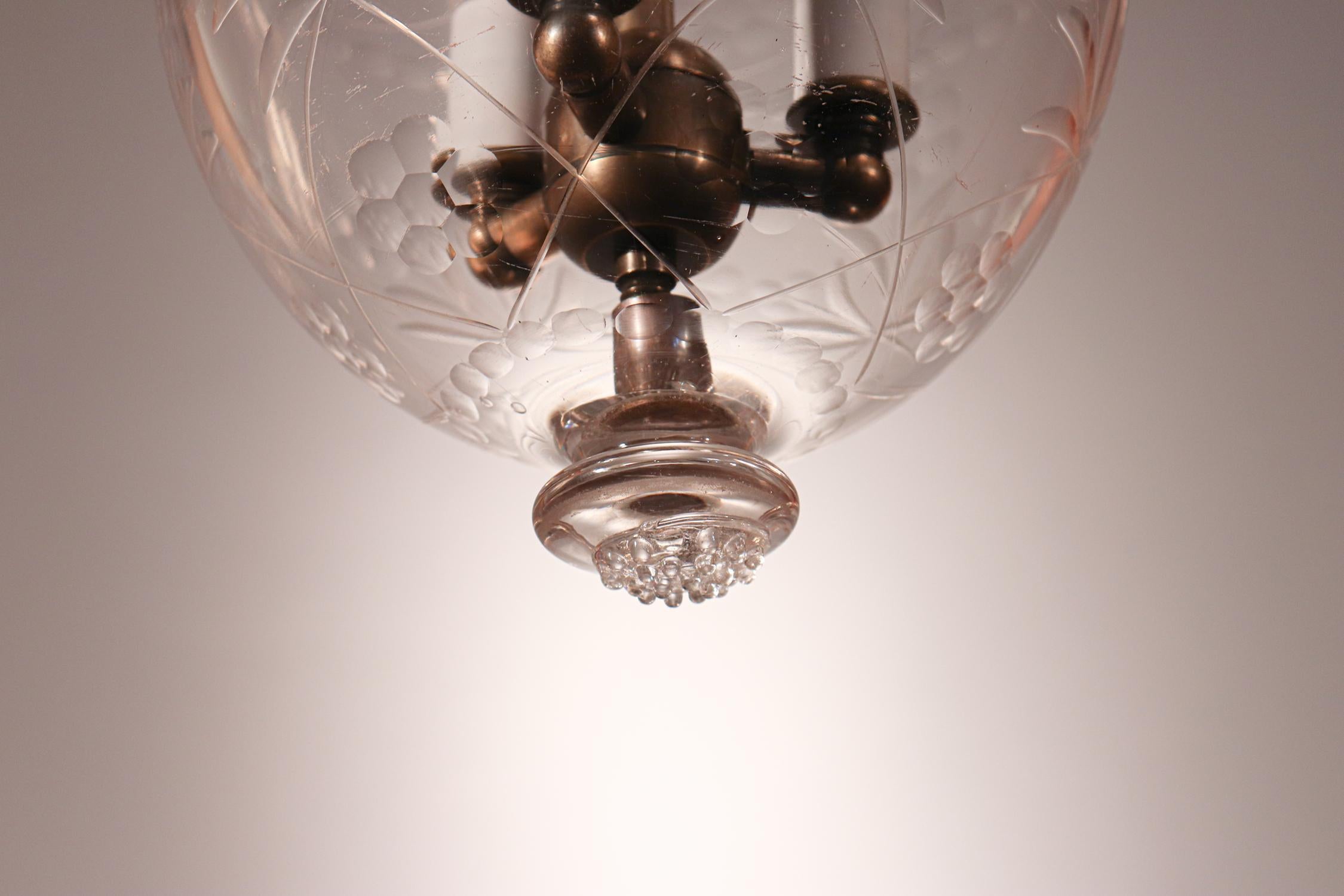 Brass Antique Petite Bell Jar Lantern