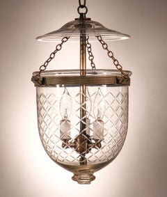 Antique Petite Bell Jar Lantern with Diamond Etching