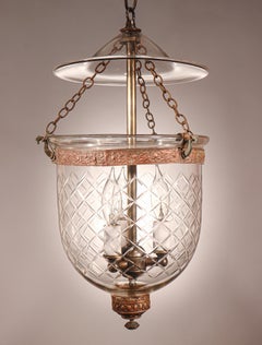 Antique Petite Bell Jar Lantern with Diamond Etching