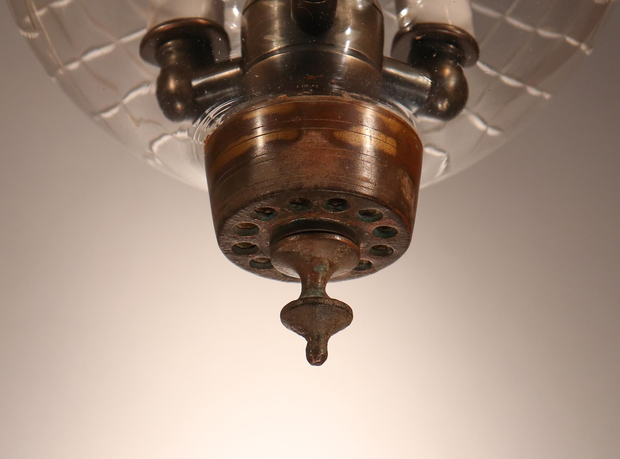Antique Petite Bell Jar Lantern with Diamond Etching 1