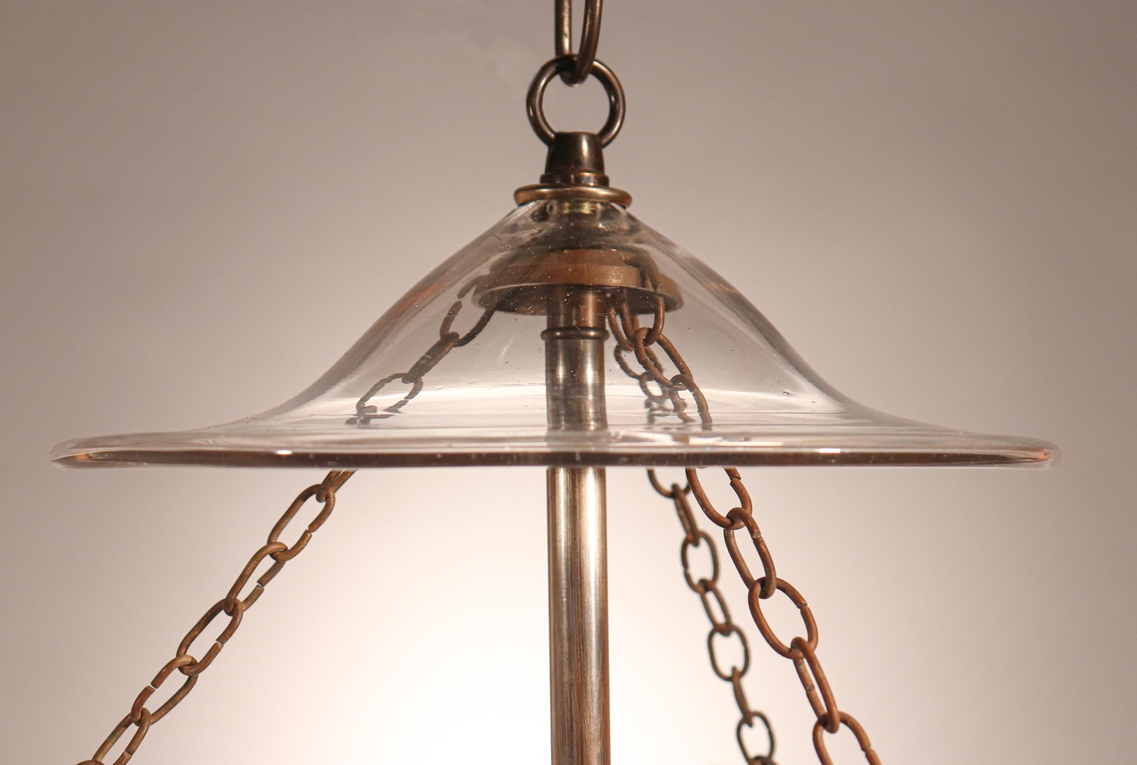 19th Century Antique Petite Bell Jar Lantern with Etched Stars