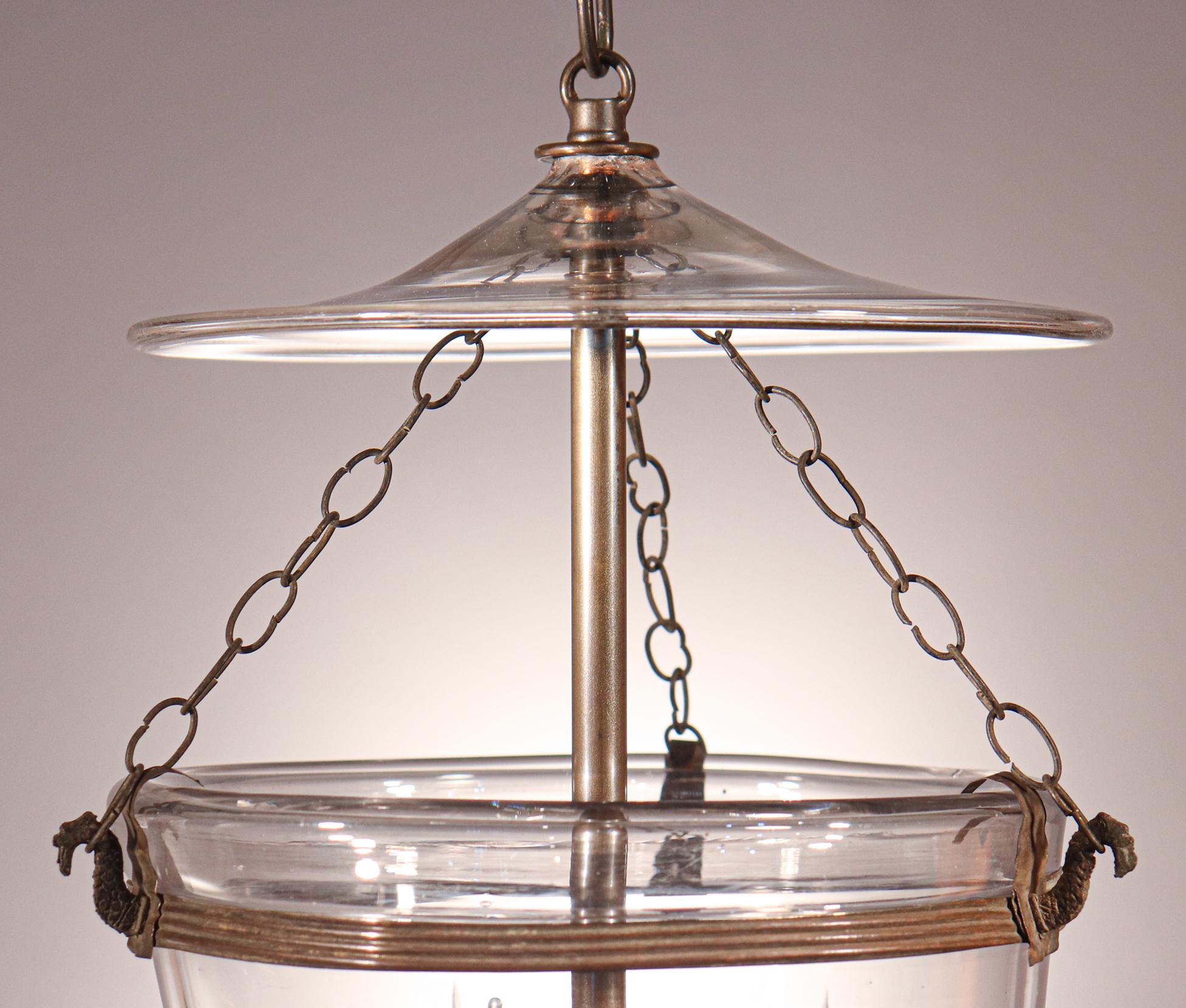Brass Antique Petite Bell Jar Lantern with Etched Stars