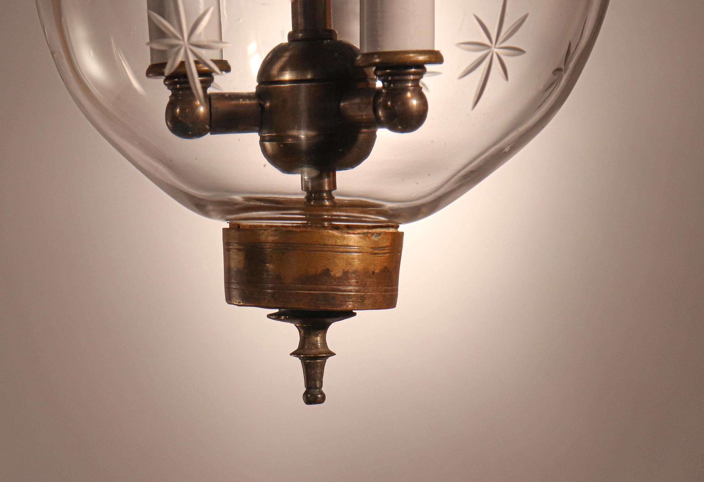 Antique Petite Bell Jar Lantern with Etched Stars 1