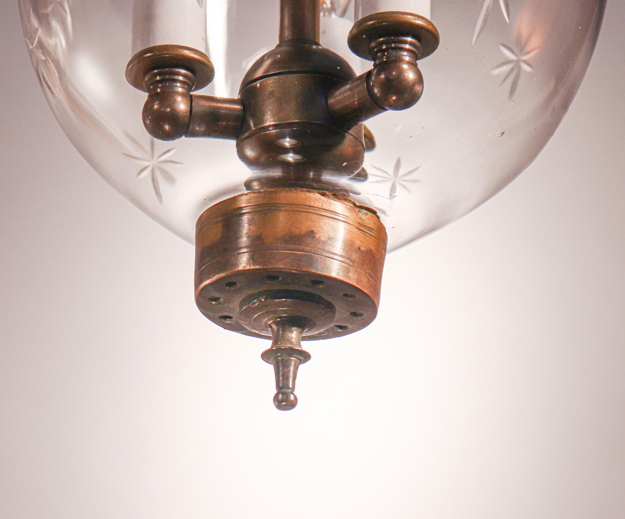 Antique Petite Bell Jar Lantern with Etched Stars 2