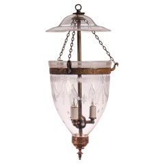 Antique Petite Bell Jar Lantern with Federal Etching