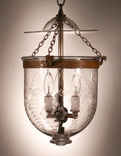 Antique Petite Bell Jar Lantern with Grape Etching