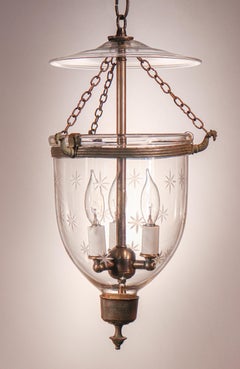 Antique Petite Bell Jar Lantern with Star Etching