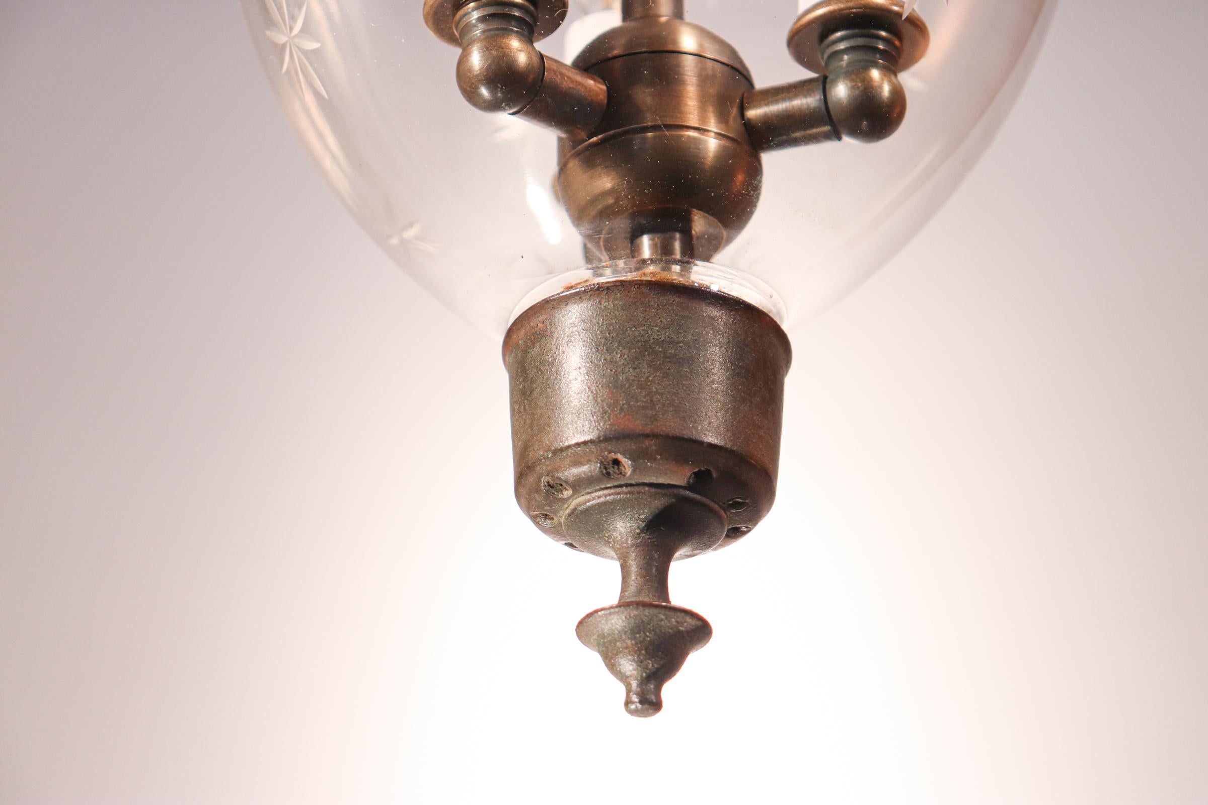 Antique Petite Bell Jar Lantern with Star Etching 1