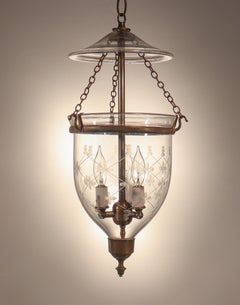 Antique Petite Bell Jar Lantern with Trellis Etching