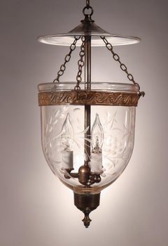 Antique Petite Bell Jar Lantern with Vine Etching