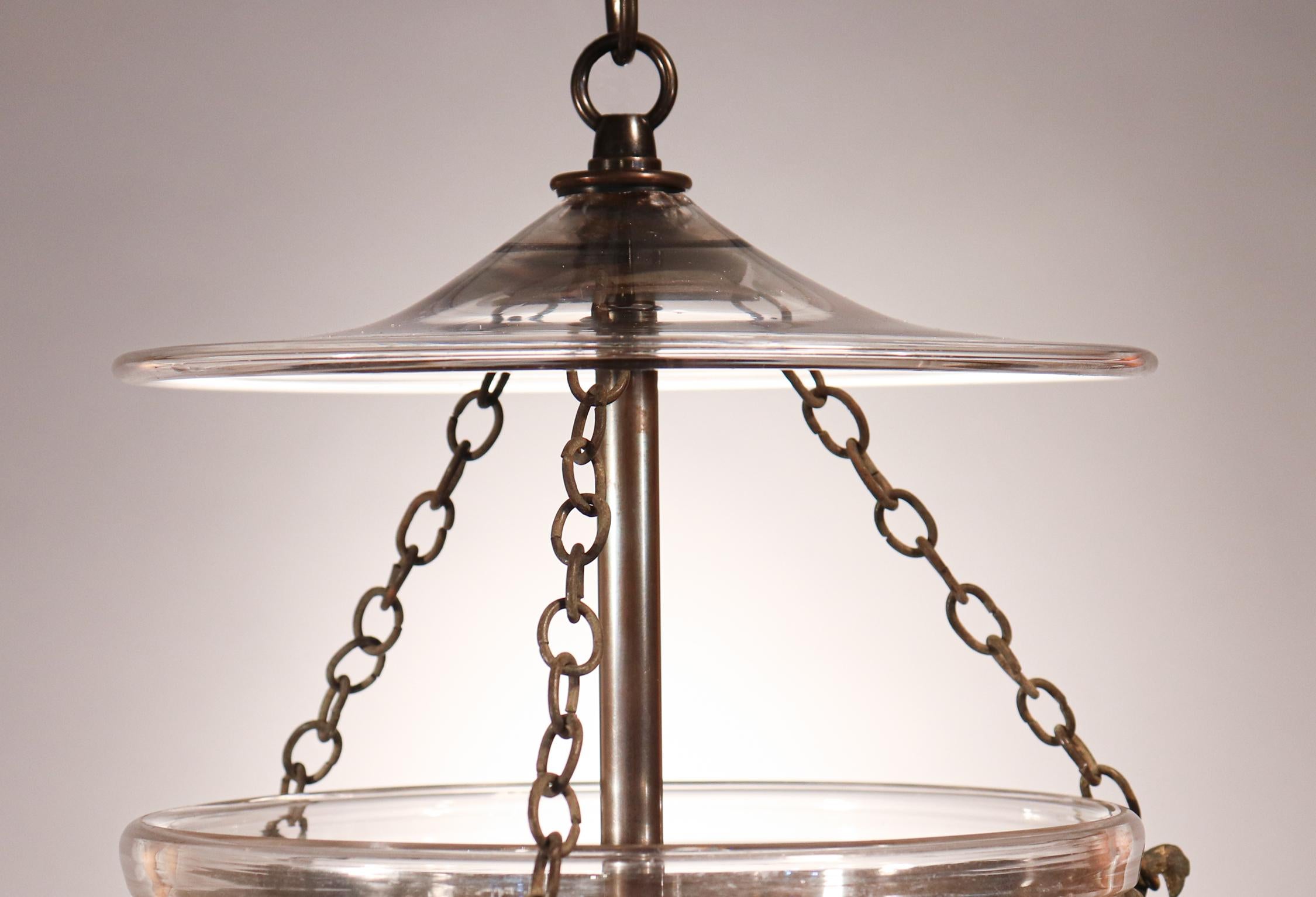 19th Century Antique Petite Bell Jar Lantern with Vine Etching