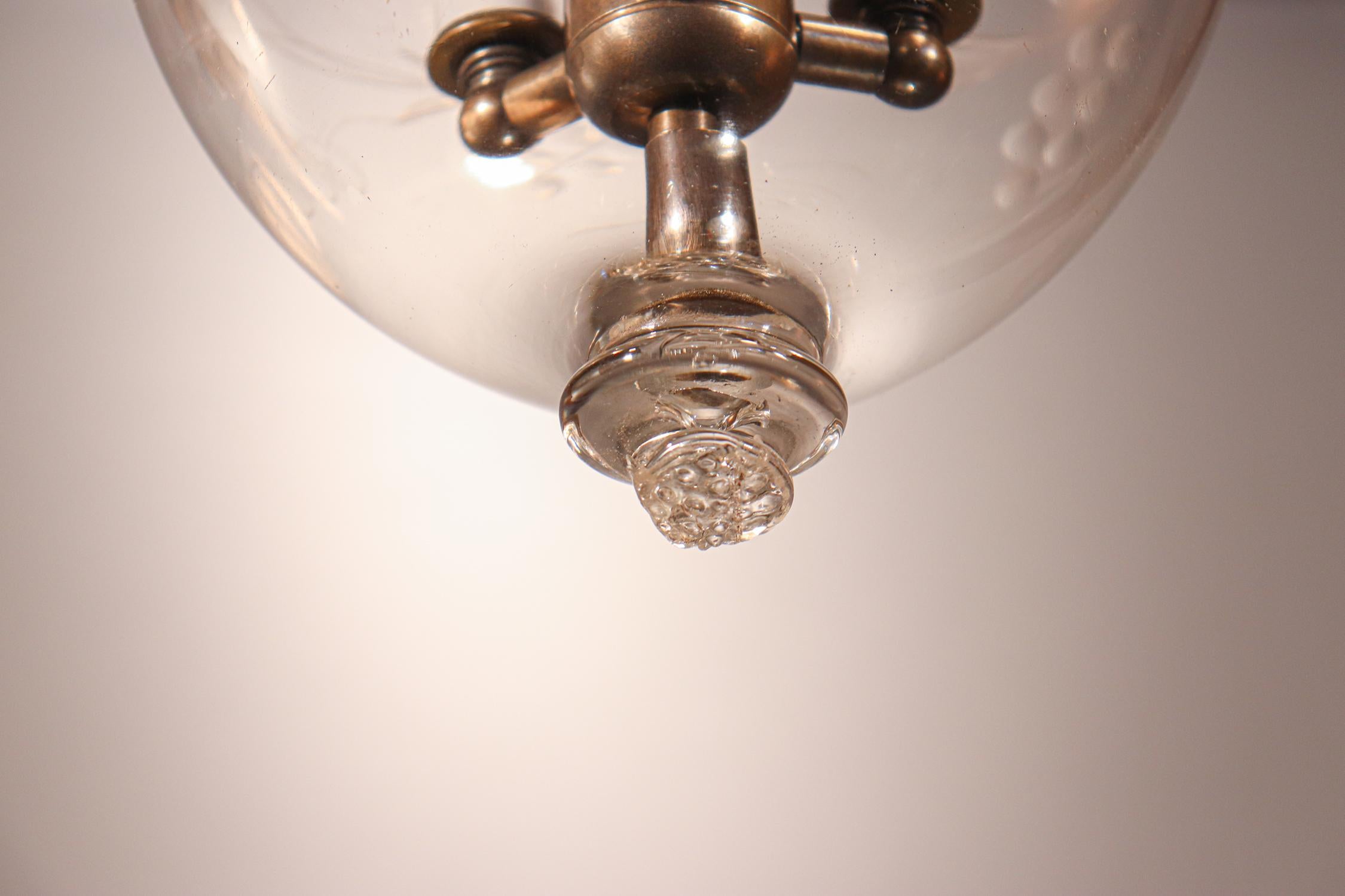 Brass Antique Petite Bell Jar Lantern with Vine Etching
