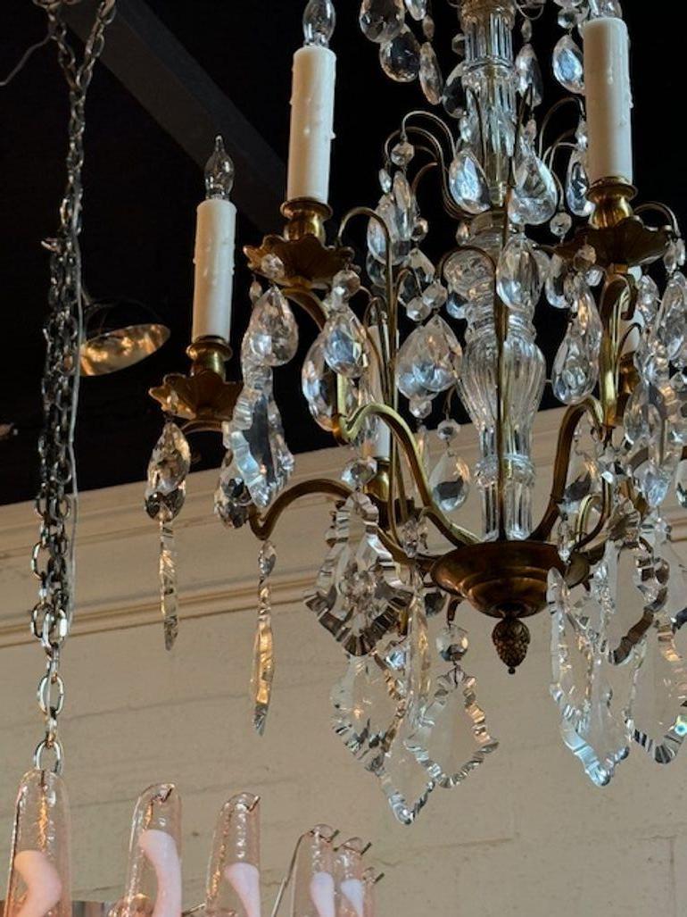 XX secolo Lampadario antico Petite in bronzo e cristallo in vendita