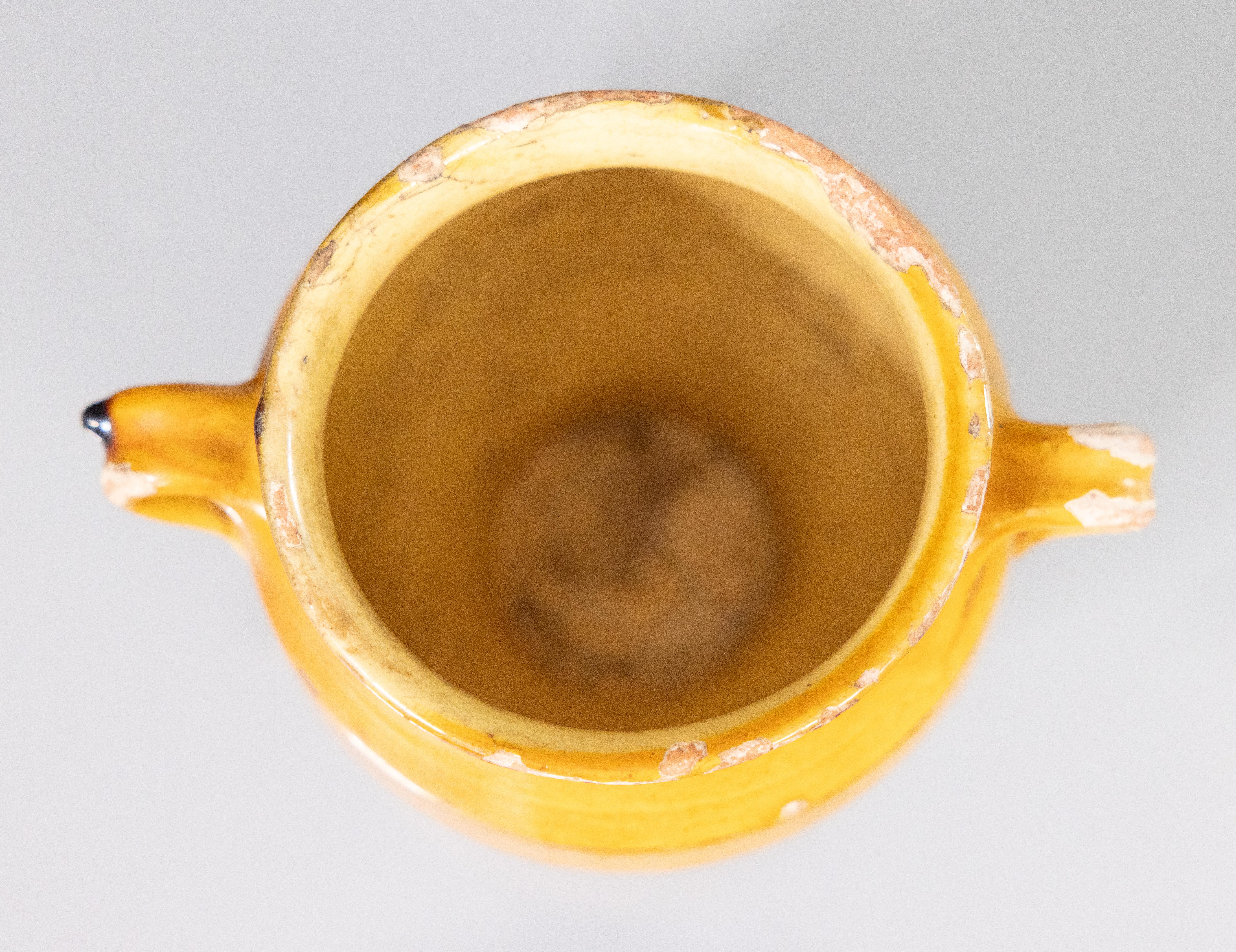 19th Century Antique Petite French Glazed Yellow Confit Pot