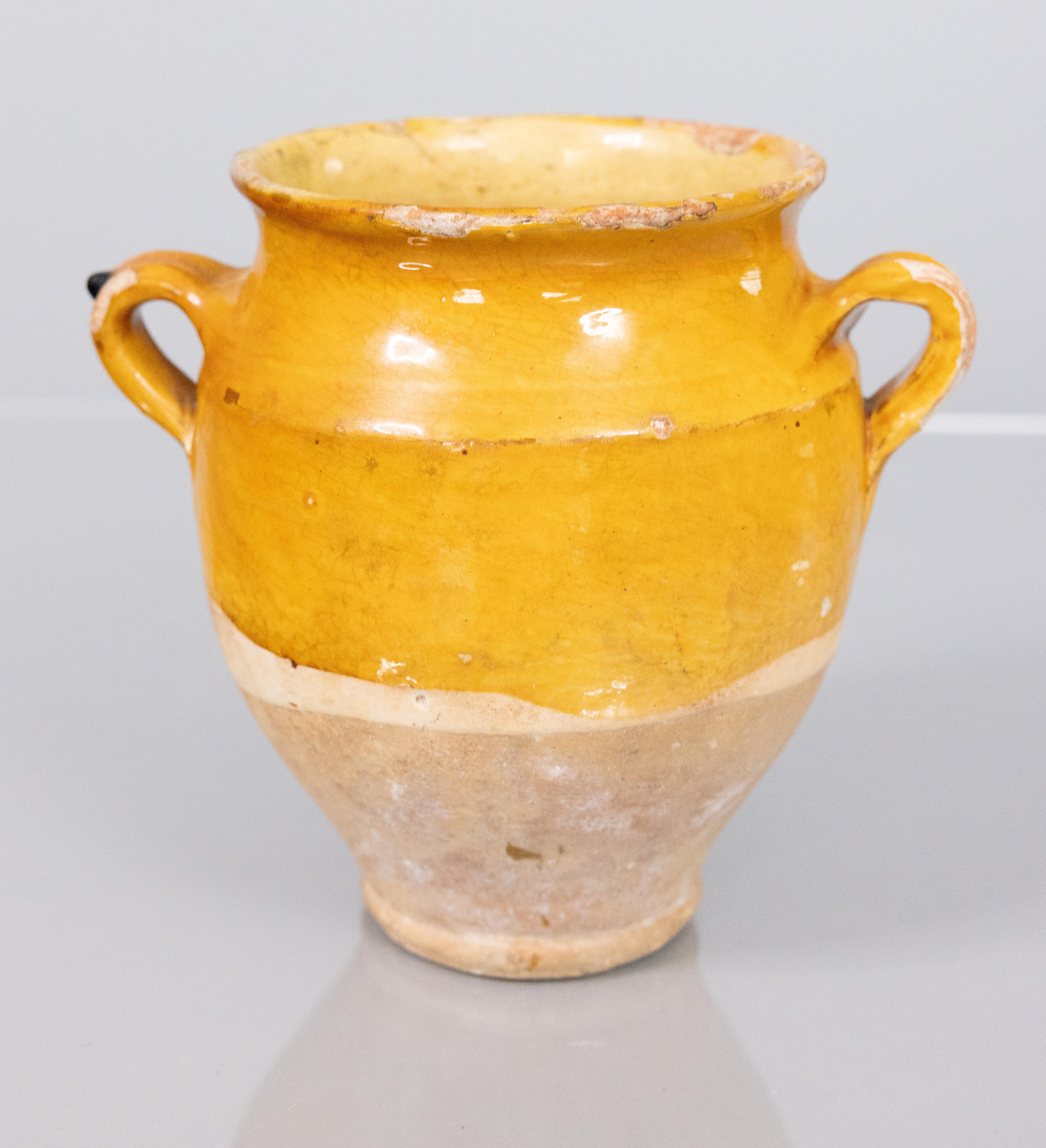 Antique Petite French Glazed Yellow Confit Pot 2