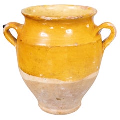 Antique Petite French Glazed Yellow Confit Pot