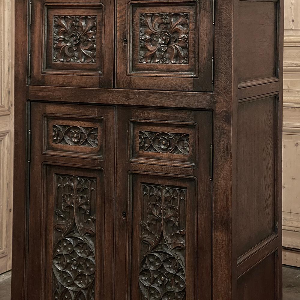 Antique Petite French Gothic Bonnetiere ~ Cabinet 10