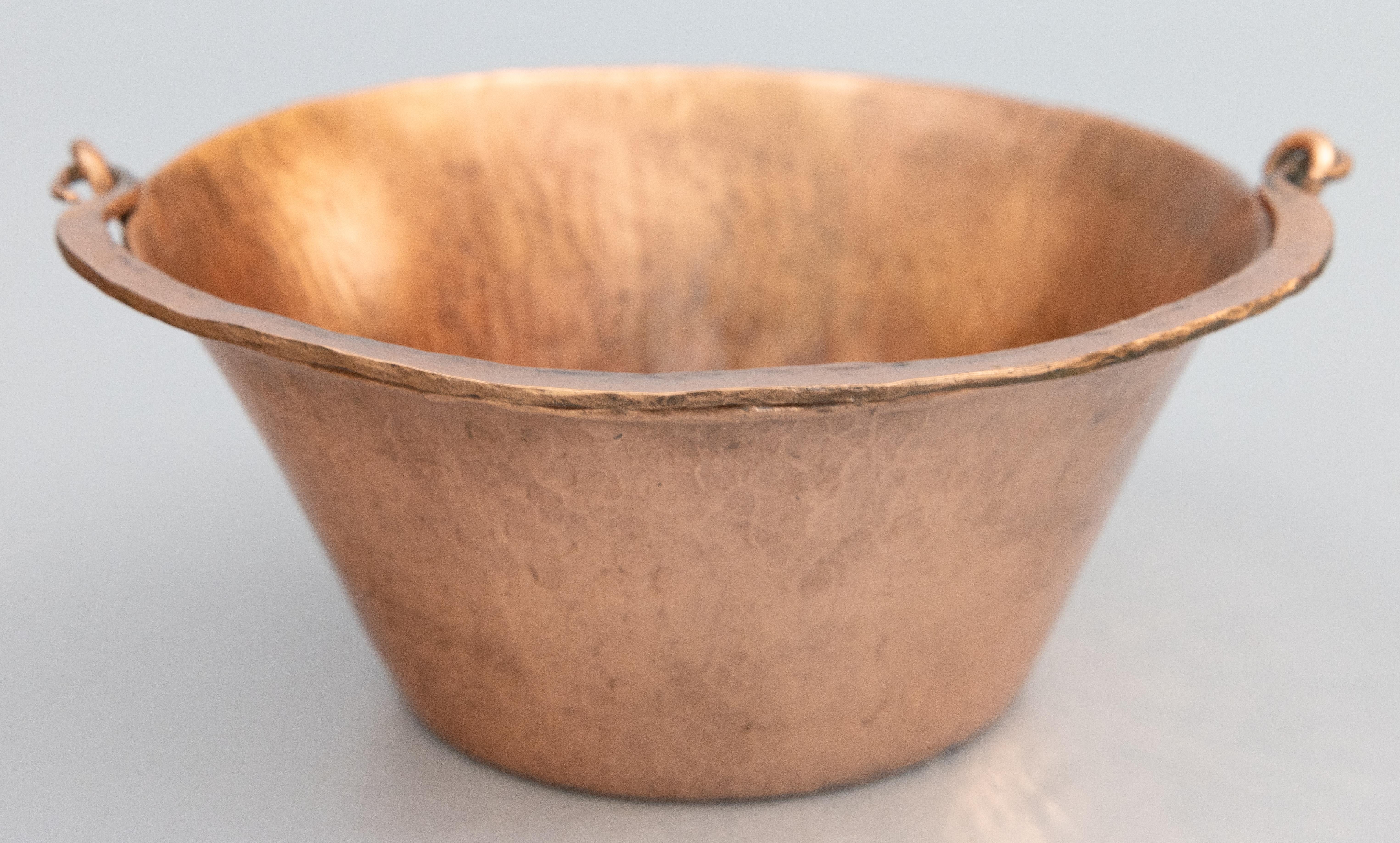 20th Century Antique Petite French Hammered Copper Pot Planter For Sale