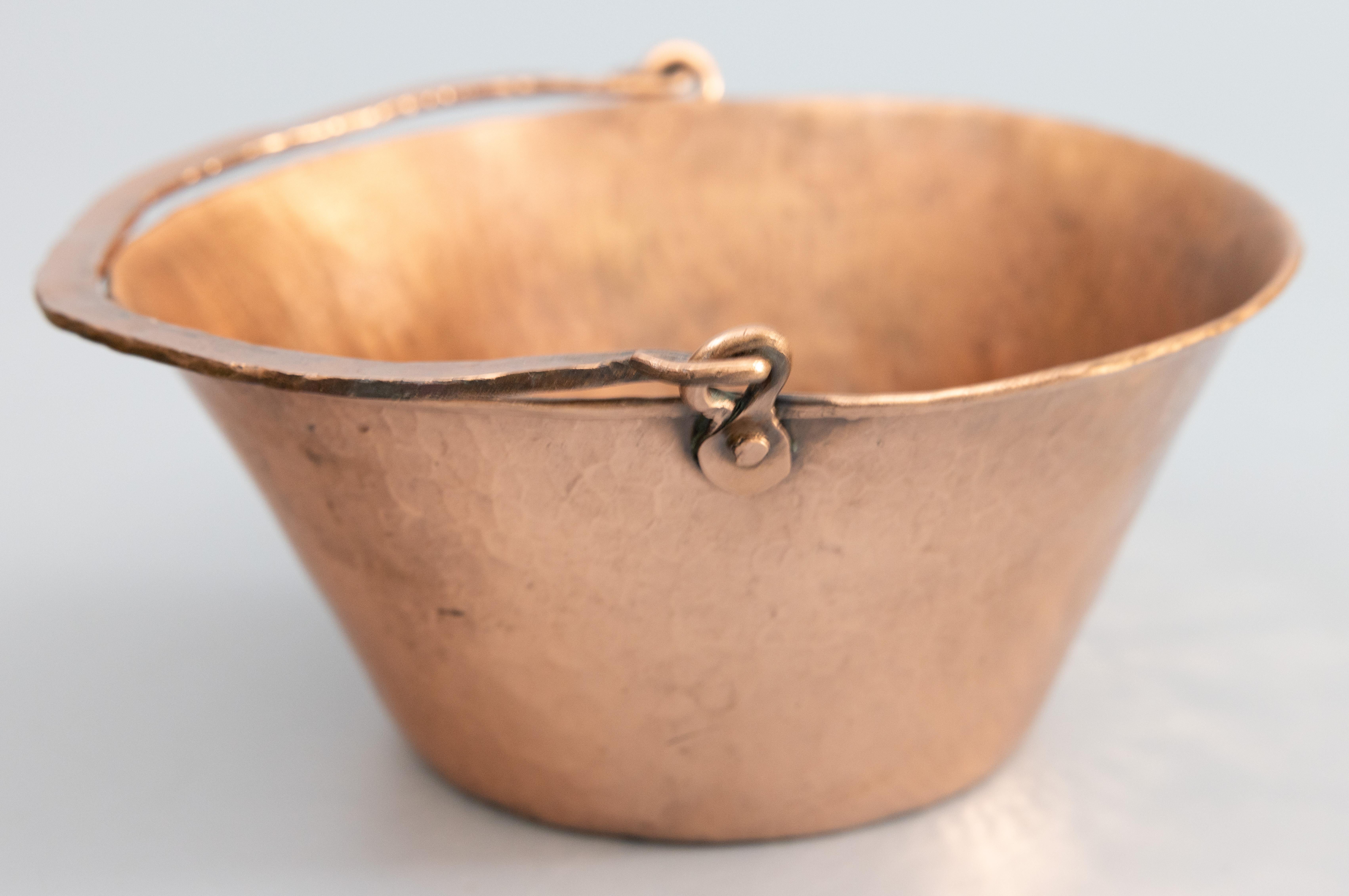 Antique Petite French Hammered Copper Pot Planter For Sale 1