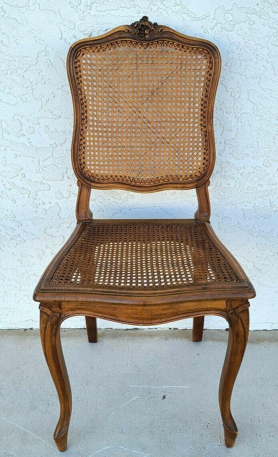 Offering one of our recent palm beach estate fine furniture acquisitions of a
Antique c 1930's Petite French Provincial walnut cane accent desk vanity dining chair

Approximate measurements in inches
37