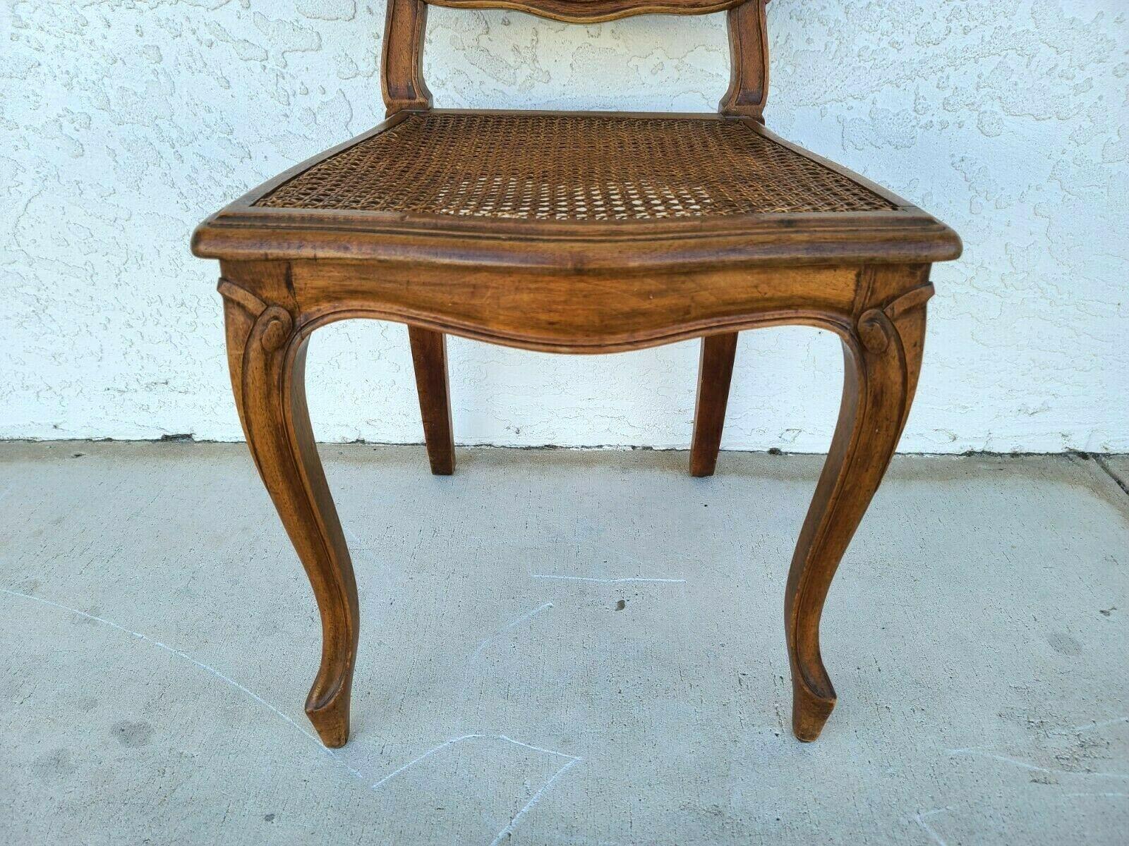 Antique Petite French Provincial Walnut Cane Accent Desk Vanity Dining Chair In Good Condition In Lake Worth, FL