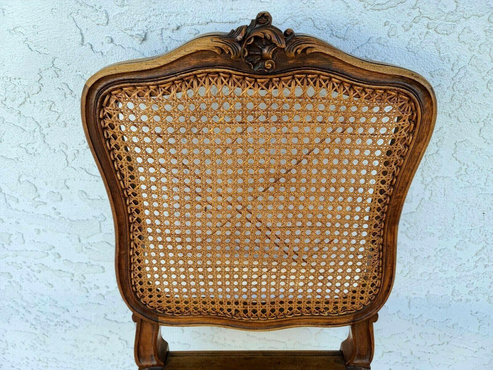 20th Century Antique Petite French Provincial Walnut Cane Accent Desk Vanity Dining Chair