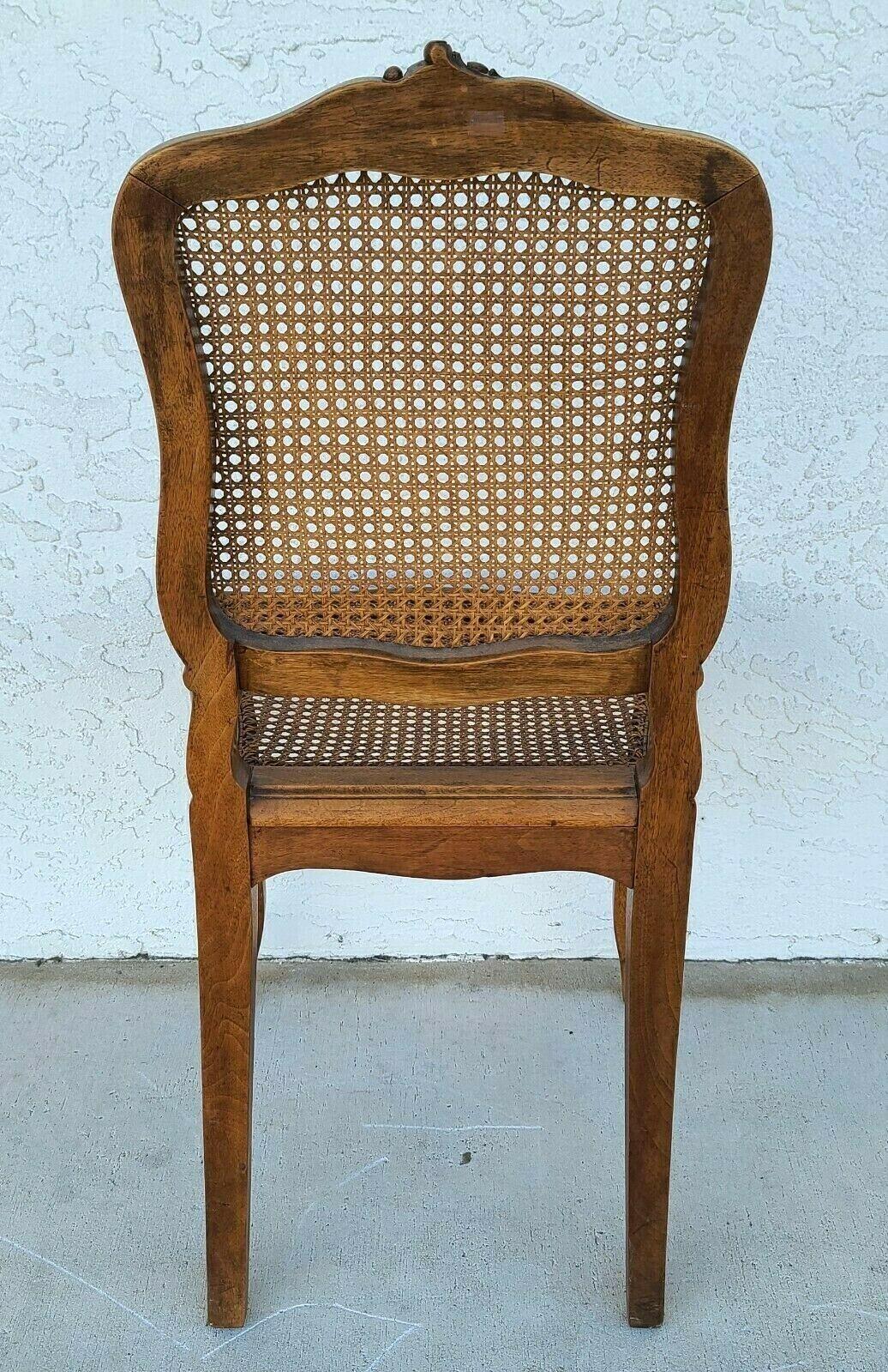 Antique Petite French Provincial Walnut Cane Accent Desk Vanity Dining Chair 2