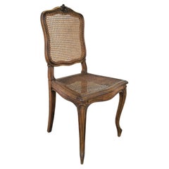 Antique Petite French Provincial Walnut Cane Accent Desk Vanity Dining Chair