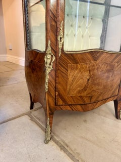Antique petite French walnut and kingwood display cabinet
