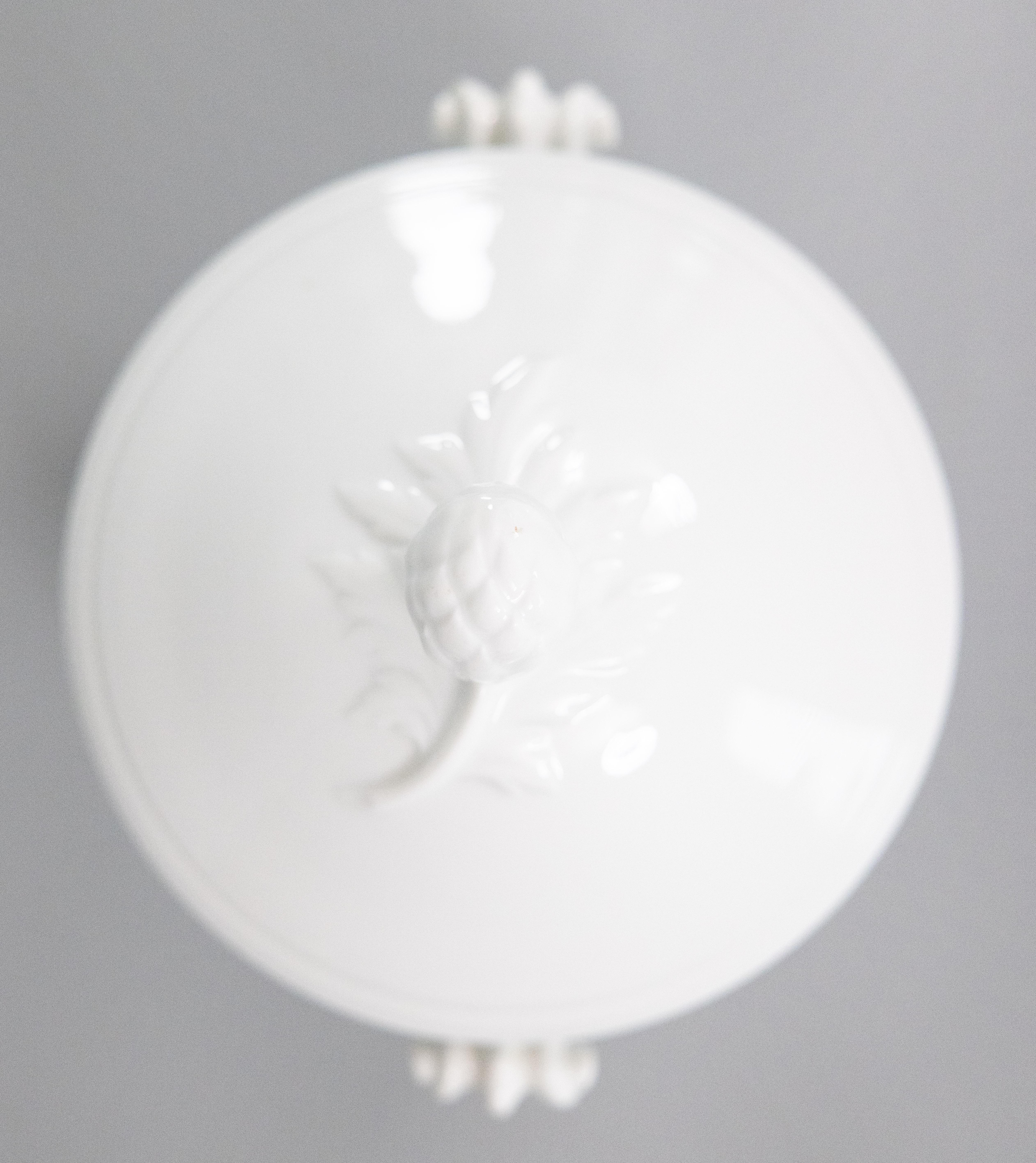 Inizio XX secolo Antique Petite French White Ironstone Lidded Soup Tureen (zuppiera con coperchio) in vendita