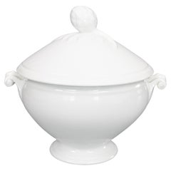 Antique Petite French White Ironstone Lidded Soup Tureen