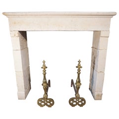 Antique Petite Limestone Farmer's Mantel, circa 1800s