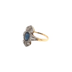 Antique Petite Sapphire & Diamonds Two Toned Ring